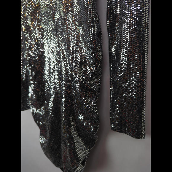 [SOLD] NWT $425 L'AGENCE Women's Sz US 4 S SUNNY Glitter Dress Metallic Silver - Picture 12 of 12